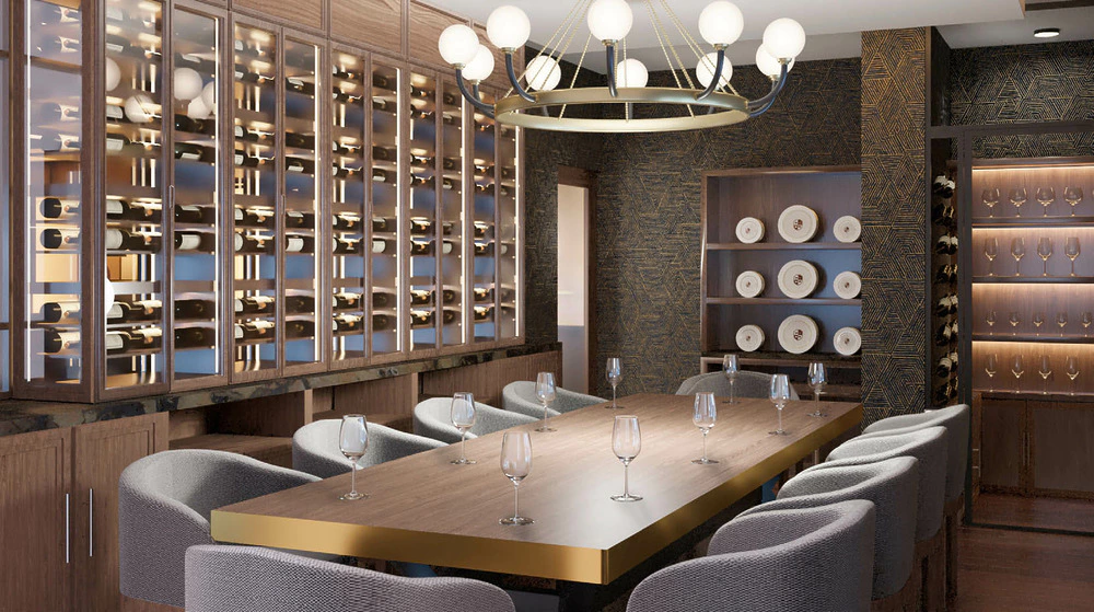 La Cava Wine Cellar private dining setup at Zoetry Marigot Bay St. Lucia